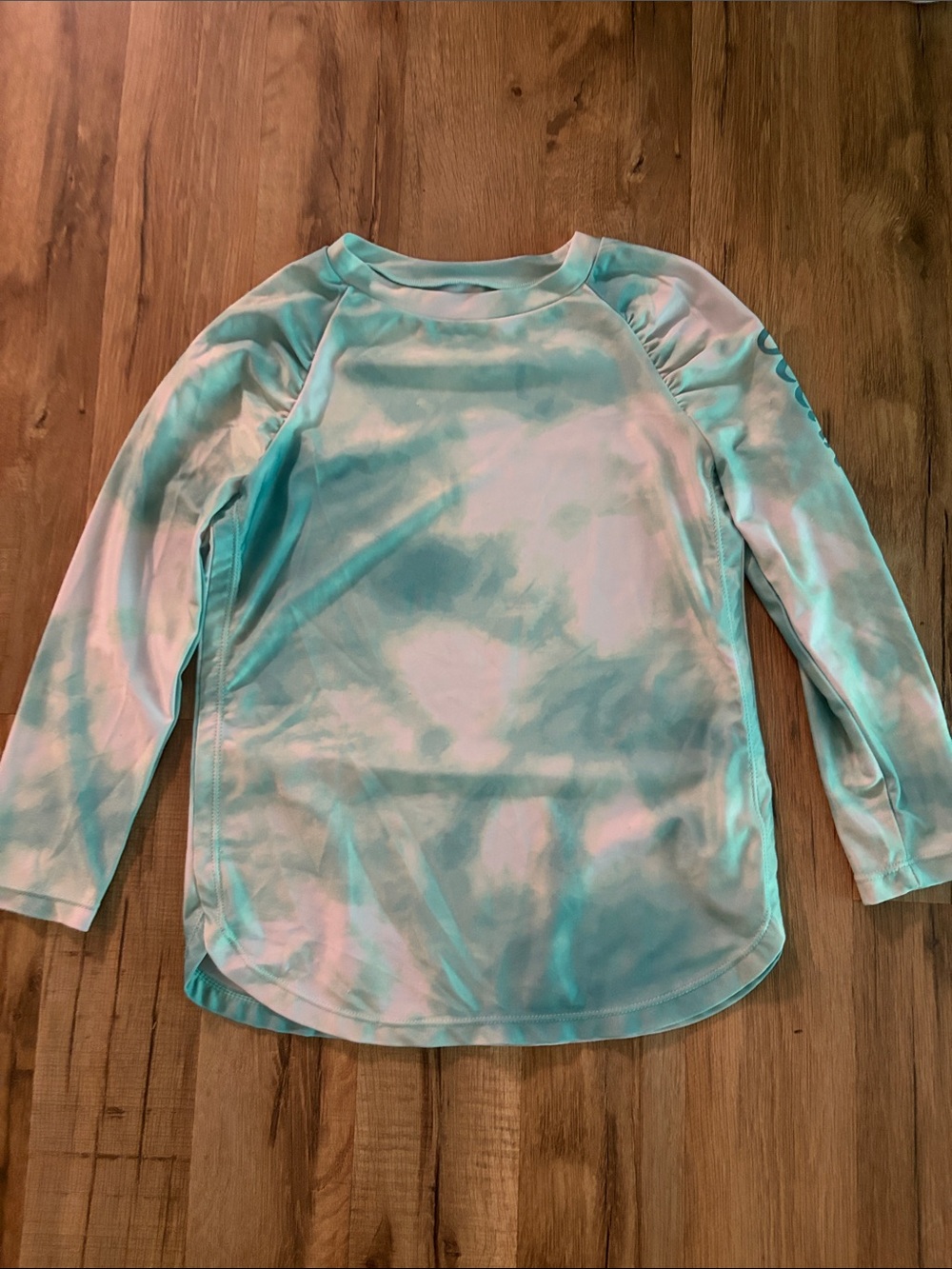 Kids Long-Sleeve Swim Coverup - Aqua Tie-Dye